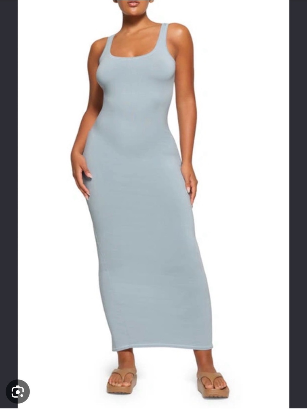 NWT Skims New Vintage Scoop Neck Long Dress Denim Light Blue Sz Small